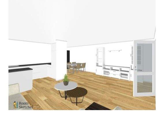 Illustration Wohnraum-Küche