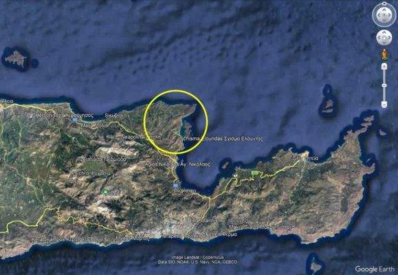 Kreta, Plaka Elounda: Großes Baugrundstück mit Meerblick in Chavgas zu verkaufen