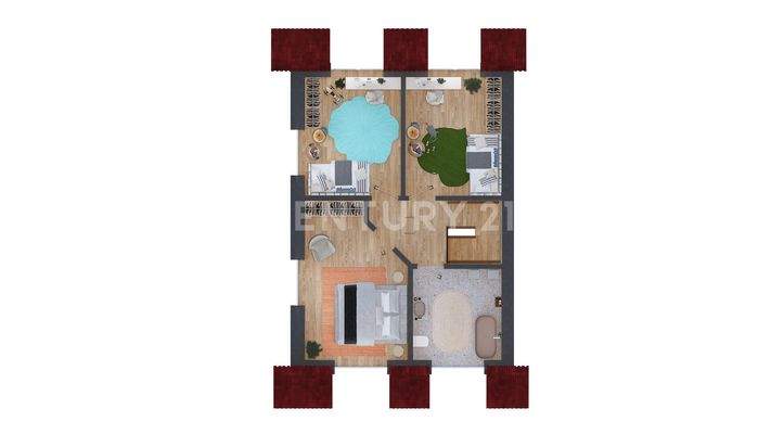 Grundriss Obergeschoss visualisiert