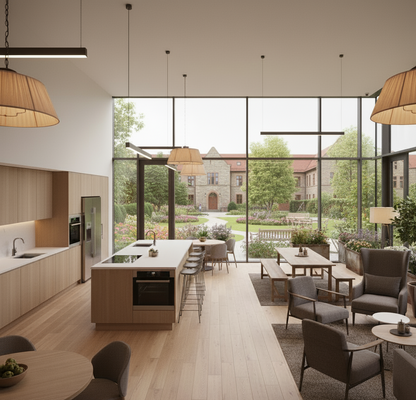 Gemeinschaftlicher Aufenthaltsraum mit Küche Visualisierung