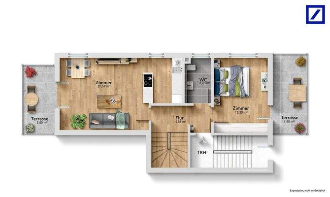 Erdgeschoss mit Möblierungsvorschlag