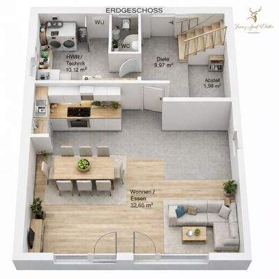 3D-Visualiserung Erdgeschoss