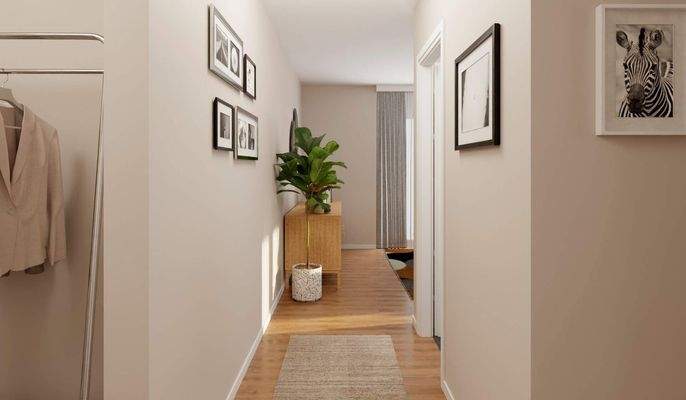 Ein Flur, der willkommen heißt und den Weg ins Her