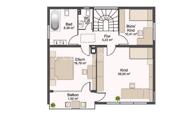 Grundriss vom 1. Obergeschoss