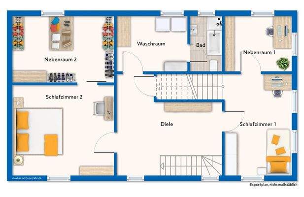 Grundriss im Dachgeschoss (Skizze - kein Maßstab)