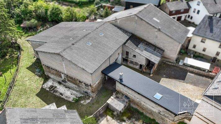 Luftbild Scheune - Anbau - Innenhof