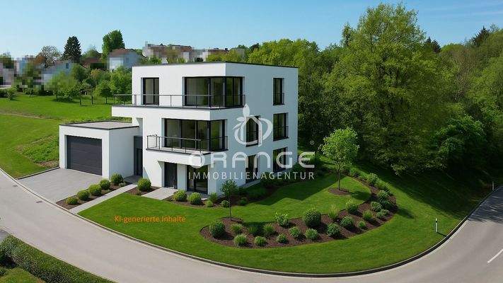 Luftansicht mit Haus - KI gneriert