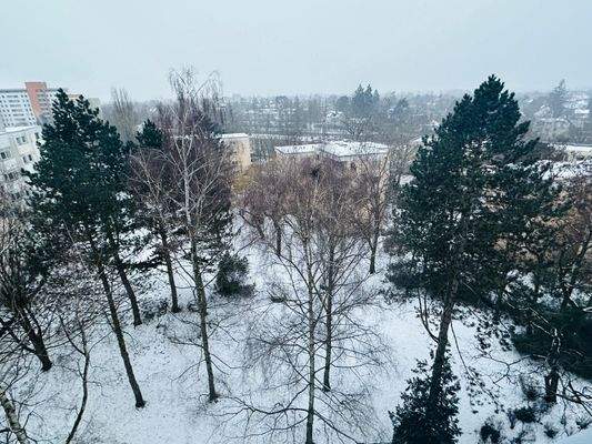 Ausblick Balkon im Winter