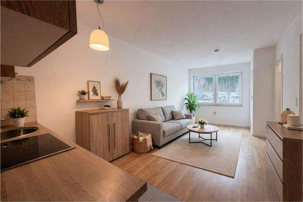 Einbauküche mit Wohnbereich