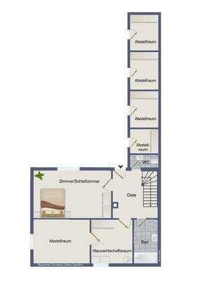 Erdgeschoss, Wohnhaus 2 (kein Maßstab)