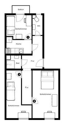 Grundriss mit zwei Fluren