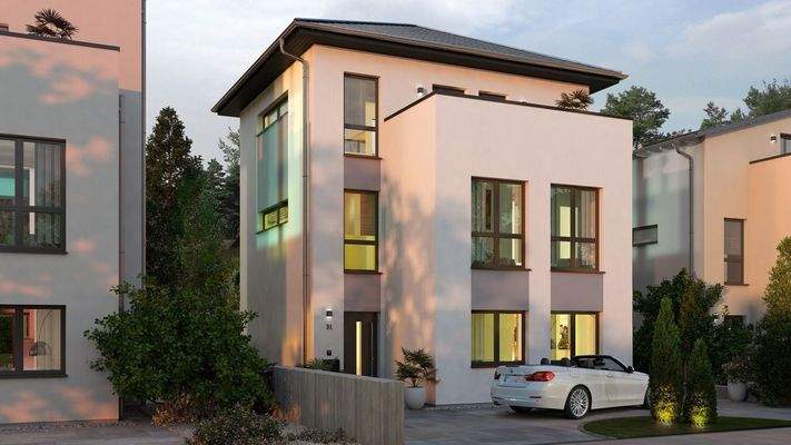 Ansicht Eingang Dämmerung