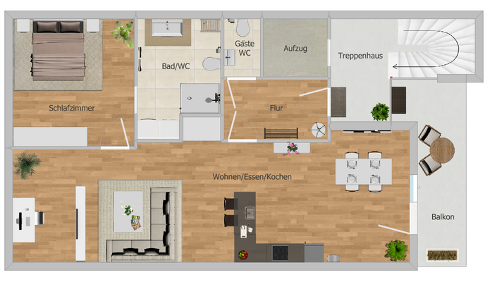 Grundriss 3.OG Penthouse-Charakter