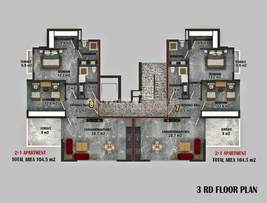 Stylish Flats 400 m from the Coast in Alanya, Antalya