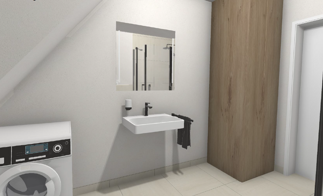 Ansicht Bad mit Waschtisch Wohnung 4 (DG)