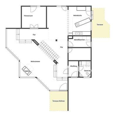 3D Grundriss Erdgeschoss