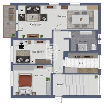 Grundriss nach Renovierung (3 Zi)