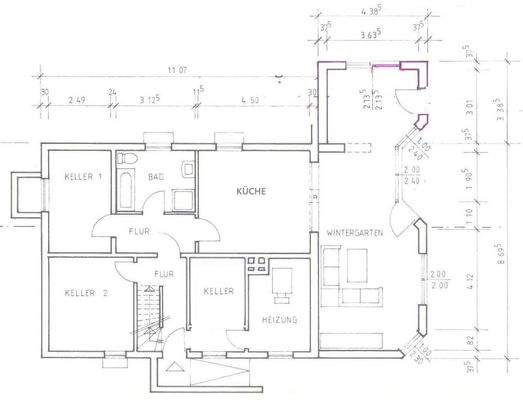 Grundriss Vollkeller mit Wintergarten
