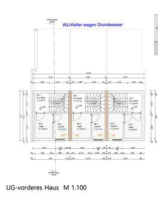 Grundriss Untergeschoss - vorderes Haus