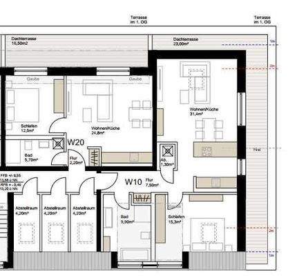 Grundrisse der Wohnungen 10+20