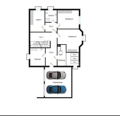 Kellergeschoss mit direkten Zugang ins Haus