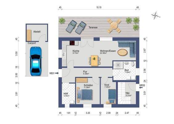 Erdgeschoss (Darstellung und Maßangaben sind ohne Gewähr)