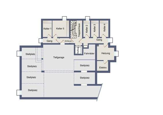 Grundriss Keller und Tiefgarage