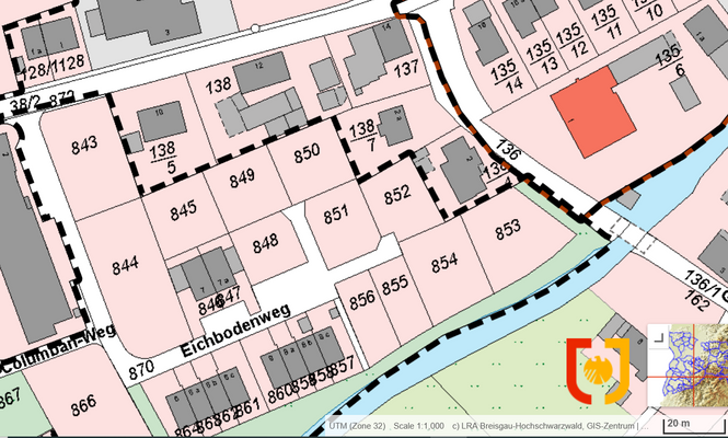 Plankarte Bauplätze Eichbodenweg