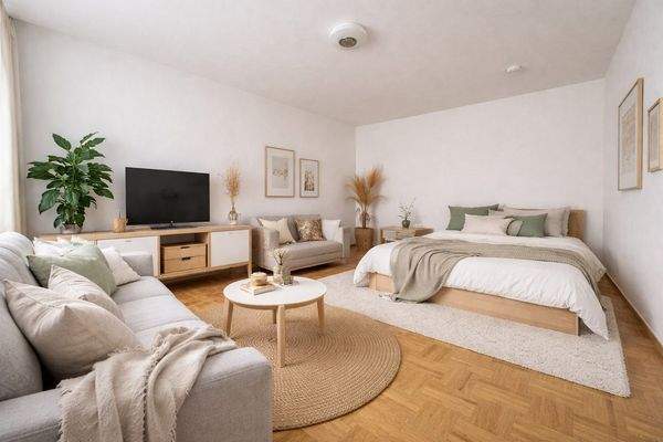 Visualiserung Wohn- und Schlafbereich