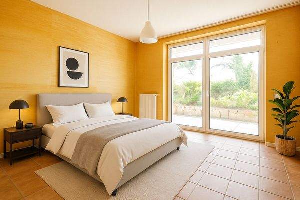 Visualisierung Schlafzimmer 2 mit Terrassenzugang