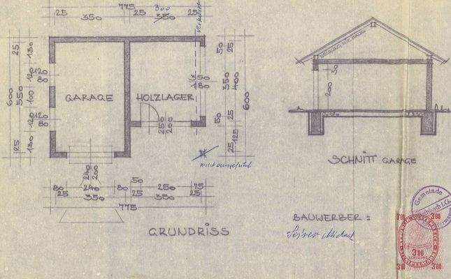 Grundriss Garage und Holzlager