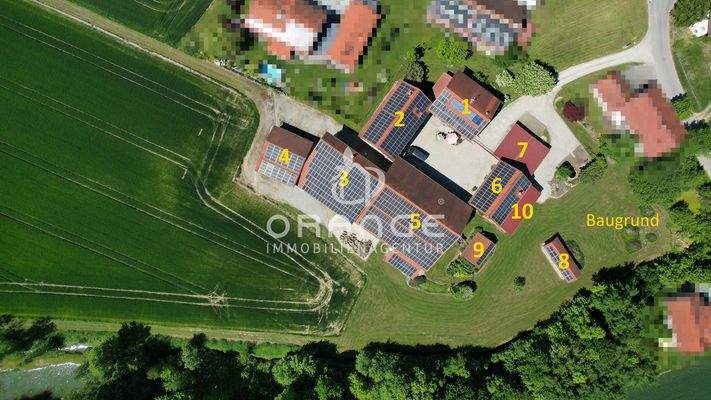 Luftansicht aller Liegenschaften