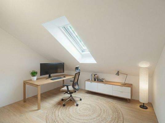 Schöner Rückzugsort zum Arbeiten in Dachgeschoss (Visualisierung)