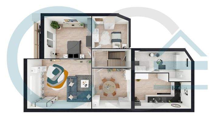 3D Grundriss Obergeschoss