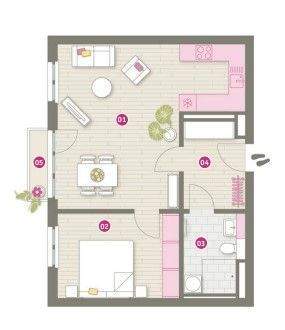 Grundriss 2-Zimmer-Wohnung