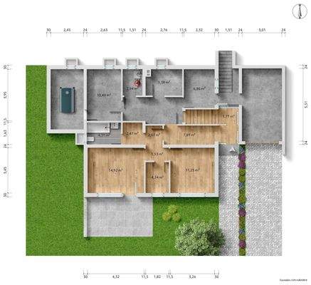 GR  Untere Etage unmöbliert