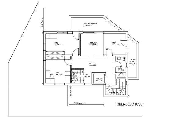 Obergeschoss m. Kinderz. u. offenem Arbeitsbereich