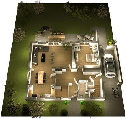 Das Erdgeschoss  mit Optionenabends