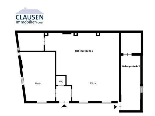 skizzierter Grundriss der Nebengebäude