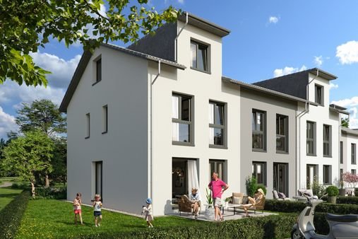 Visualisierung des Gartens des Reihenhauses im Projekt Quittenkn