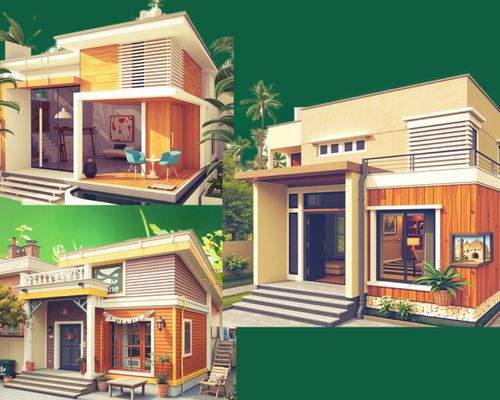 Moderne Hausansicht Bungalow 