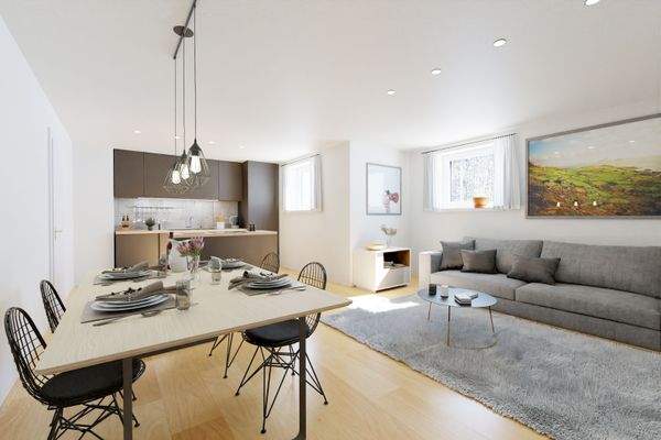 Souterrain Wohnküche visualisiert