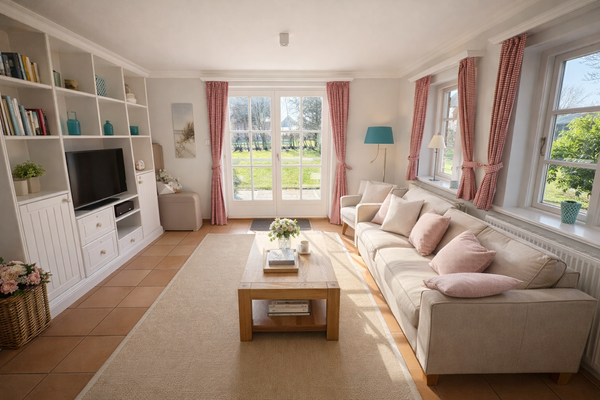 Helles Wohnzimmer mit Gartenblick - Haus 1