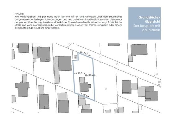 Bauplatz mit ca. Maßen