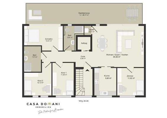 5 Zimmer Penthouse mit Aufzug