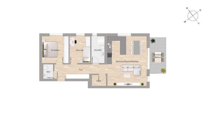 Grundriss 3-Zimmer-ETW