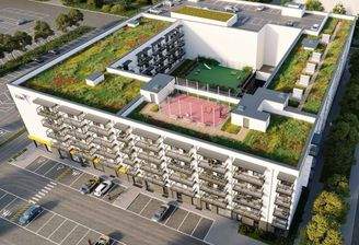 Dachterrasse mit Sportfeld (Visualisierung)