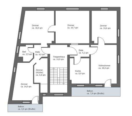 Durchdachte Raumaufteilung: Großzügige 4-Zimmer-Wohnung mit zwei Balkonen und optimaler Zimmerdistribution