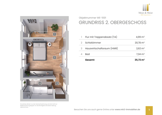 Objektnummer WE-1001 - Grundriss 2. Obergeschoss