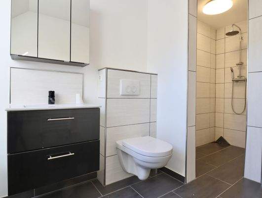 Tageslichtbad mit freistehender Wanne und Walk-In Dusche - DG links